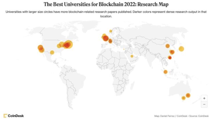 ブロックチェーン研究が盛んな地域は？──Best Universities for Blockchain 2022【論文発表数】