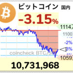 【悲報】ビットコインさん1100万円切りwwwwwwmmmwwwwwwwwwww