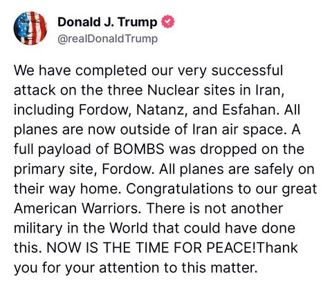 【速報】トランプ大統領がイランの核施設を攻撃したと発表